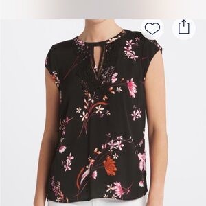 Daniel Rainn Black Floral Blouse